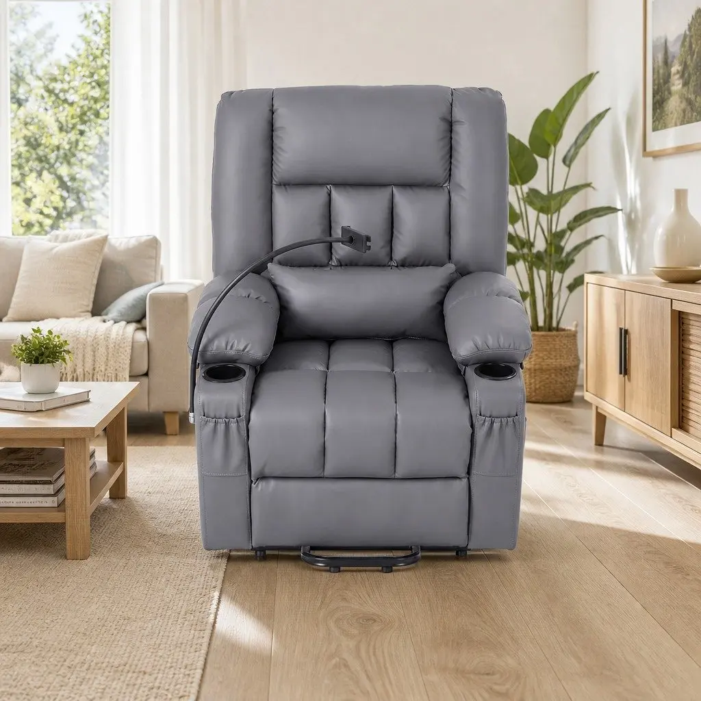 Grey Electric Power Lift Recliner Chair with Massage