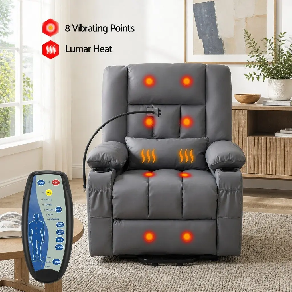 Grey Electric Power Lift Recliner Chair with Massage