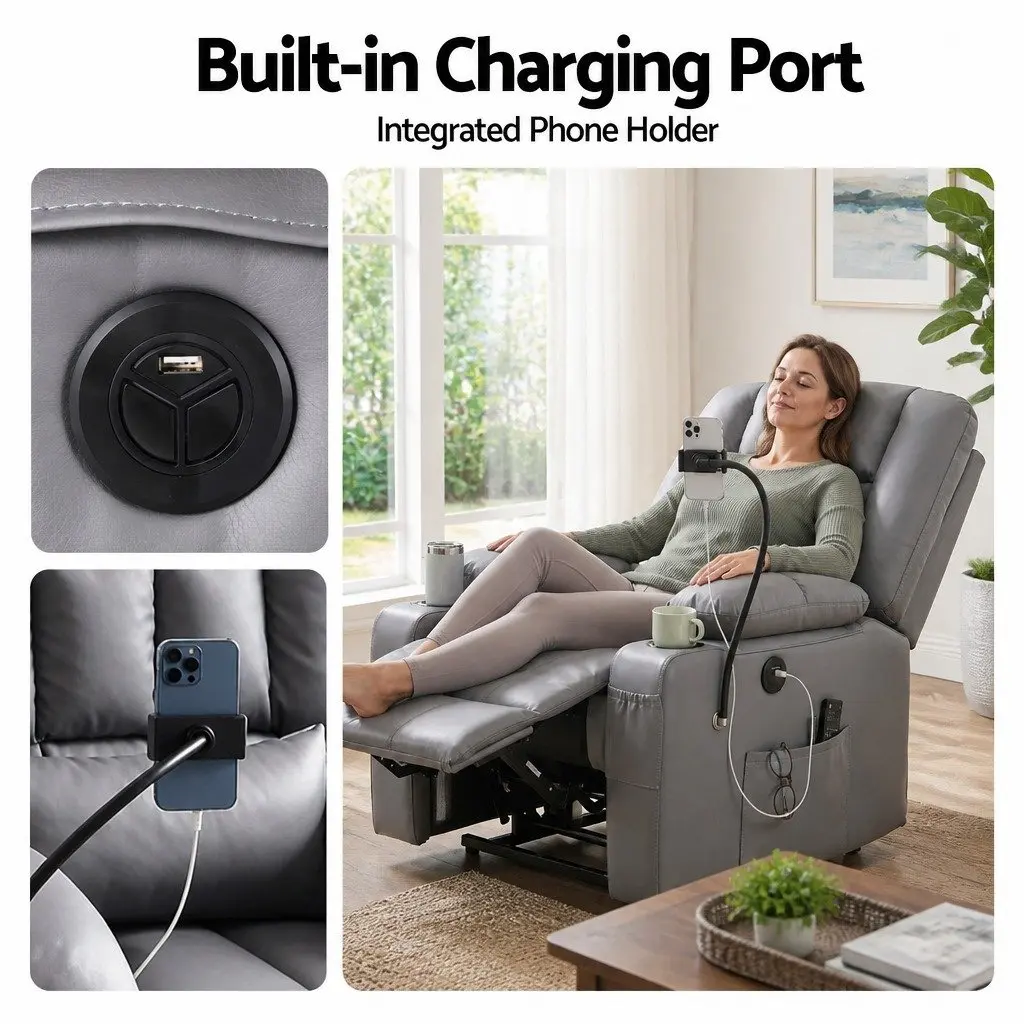 Grey Electric Power Lift Recliner Chair with Massage
