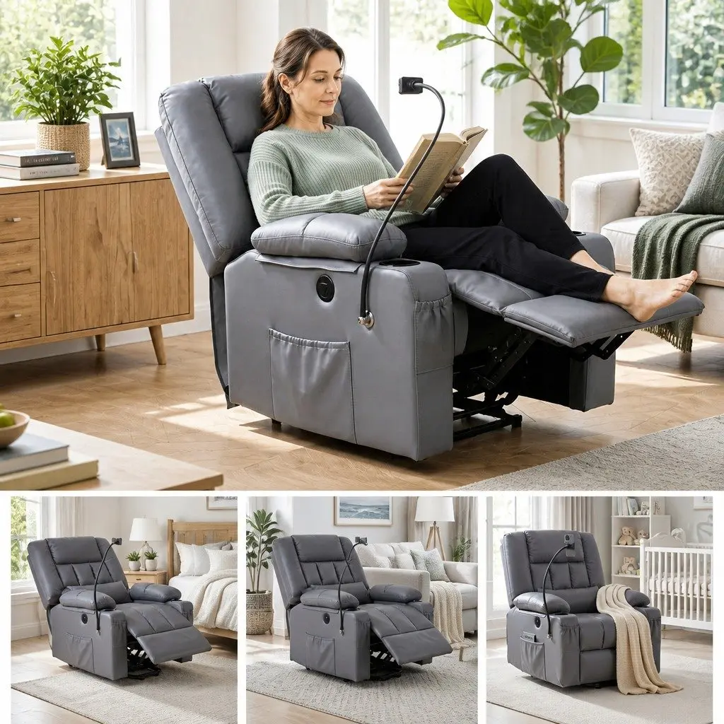 Grey Electric Power Lift Recliner Chair with Massage