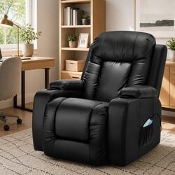 Heated Electric Massage Recliner Chair with Faux Leather