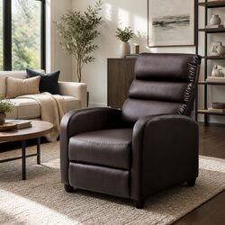 Brown PU Leather Recliner Armchair with Adjustable Backrest