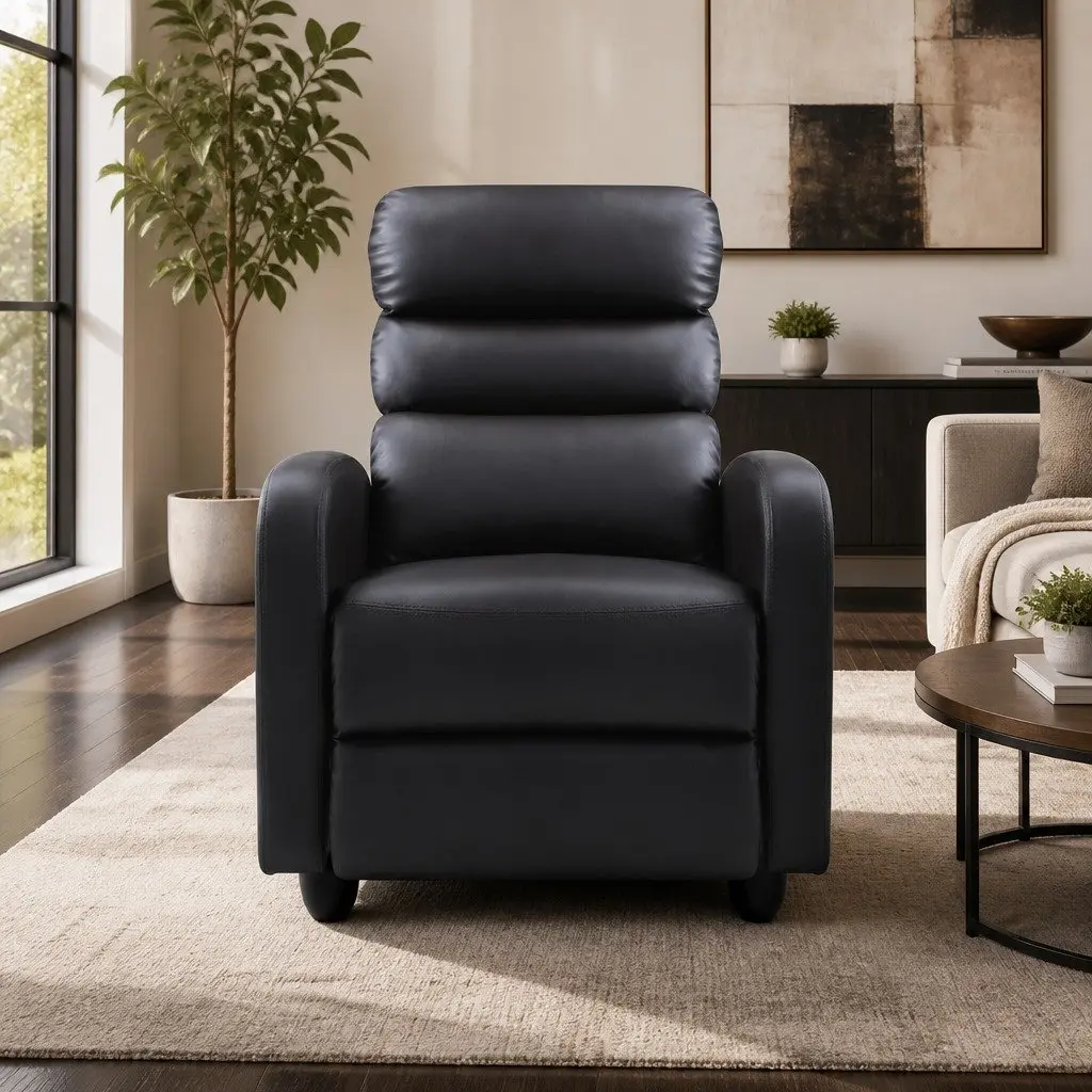 Brown PU Leather Recliner Armchair with Adjustable Backrest