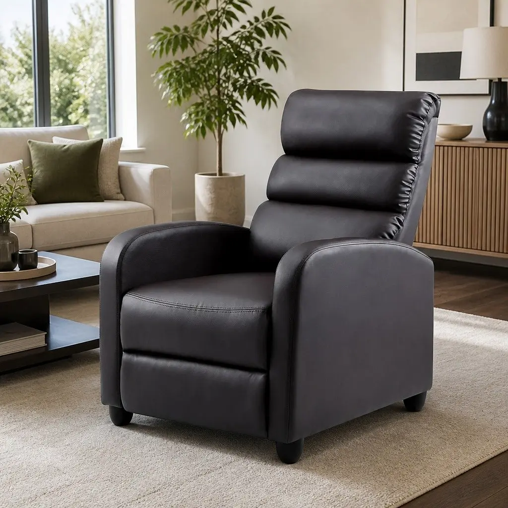 Brown PU Leather Recliner Armchair with Adjustable Backrest