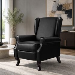 Adjustable Recliner Armchair in Black Faux Leather
