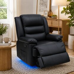 Comfortable Manual Recliner Chair with Footrest and LED Lights