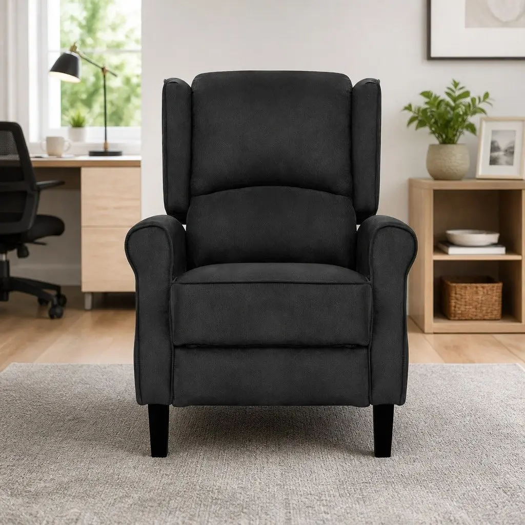 Adjustable Black Suede Recliner Chair for Comfort