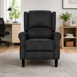 Adjustable Black Suede Recliner Chair for Comfort