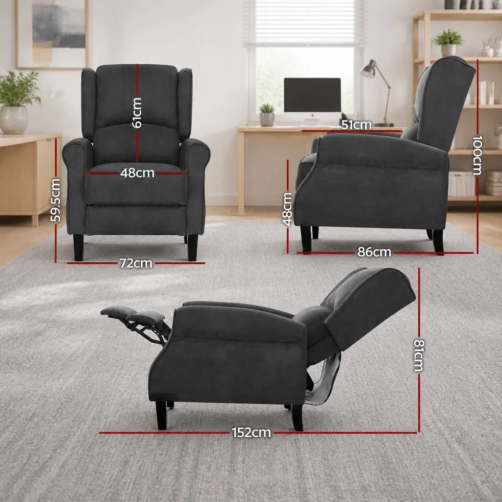 Adjustable Black Suede Recliner Chair for Comfort