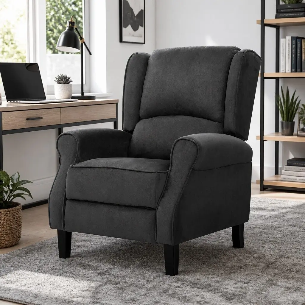 Adjustable Black Suede Recliner Chair for Comfort