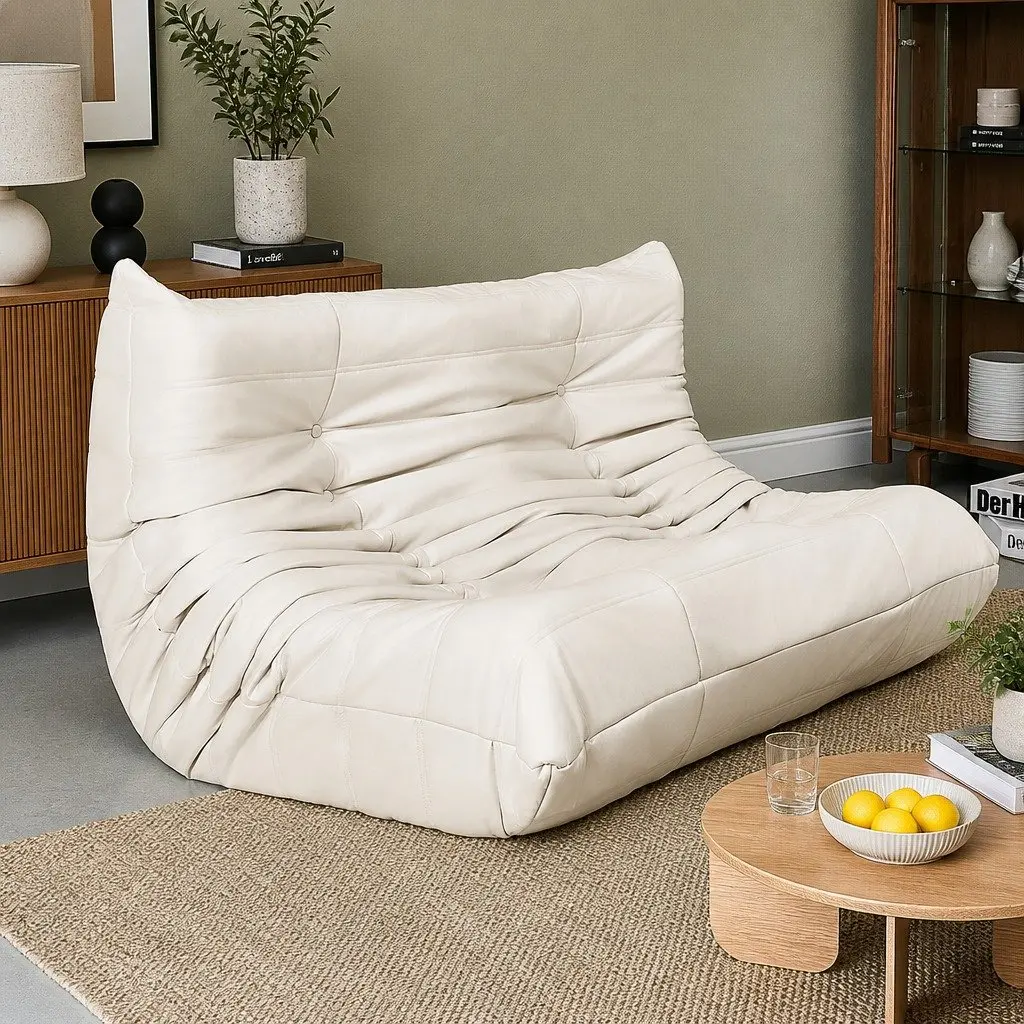 2 Seater Floor Sofa Caterpillar Lounge Chair Microfibre Foam Living Room Couch