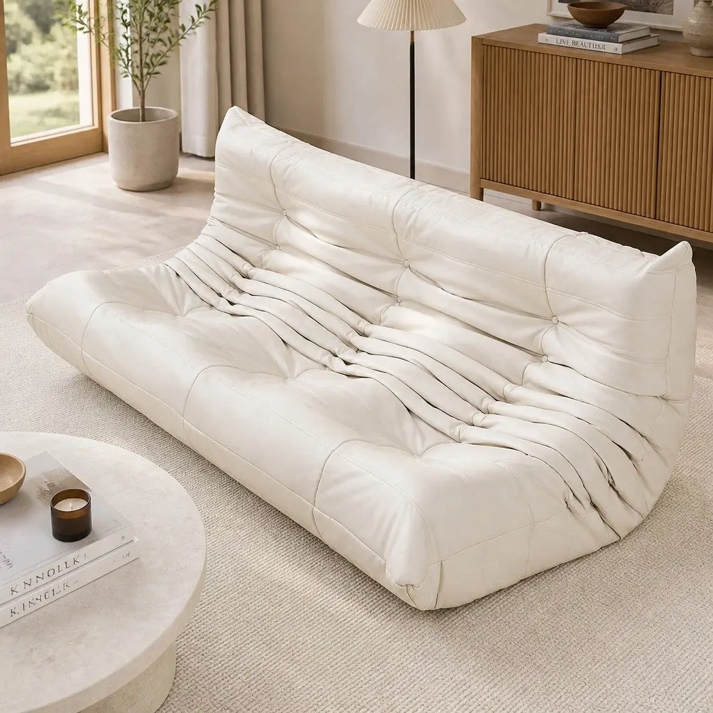 3 Seater Floor Sofa Caterpillar Lounge Microfibre Foam Living Room Couch