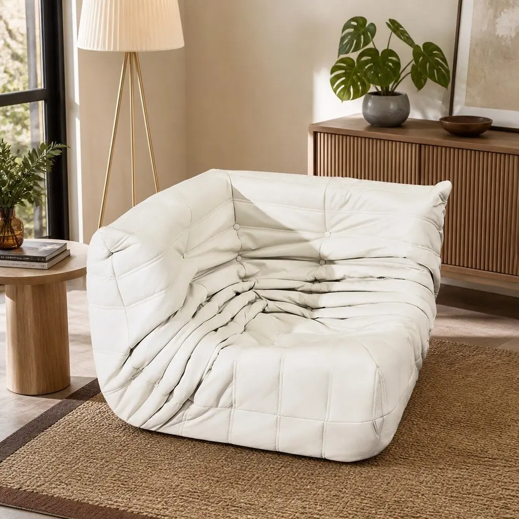 Caterpillar Corner Floor Sofa Lounge Chair in Beige