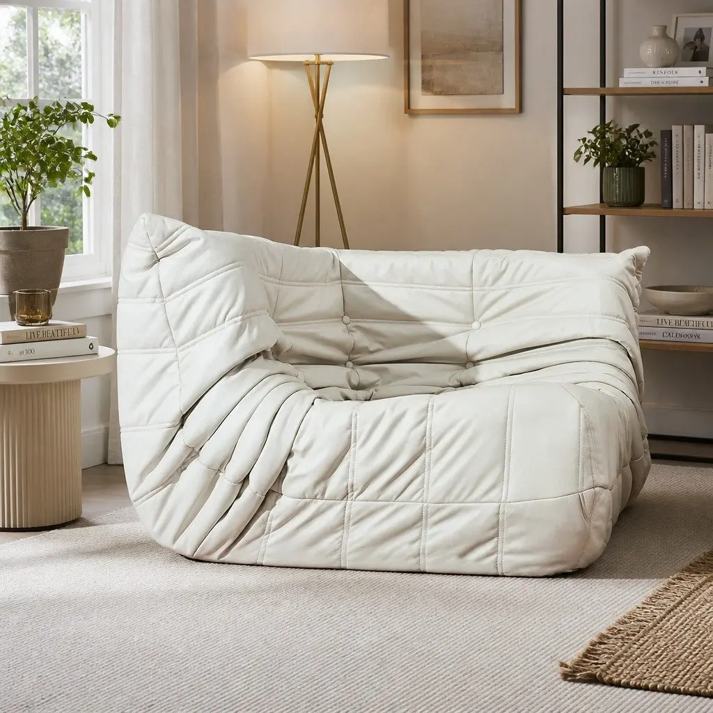 Caterpillar Corner Floor Sofa Lounge Chair in Beige