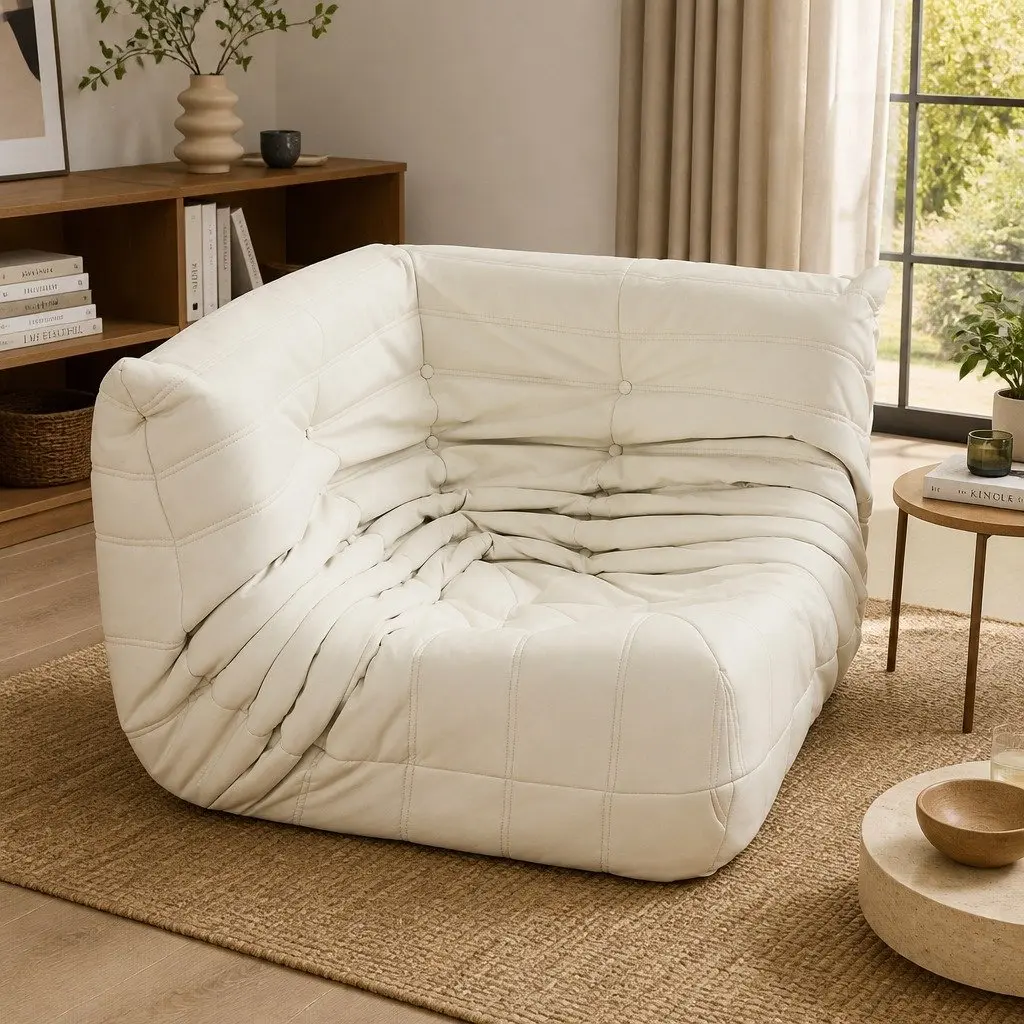 Caterpillar Corner Floor Sofa Lounge Chair in Beige
