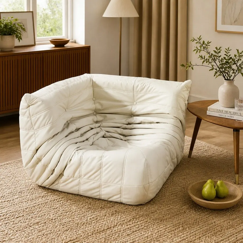 Caterpillar Corner Floor Sofa Lounge Chair in Beige