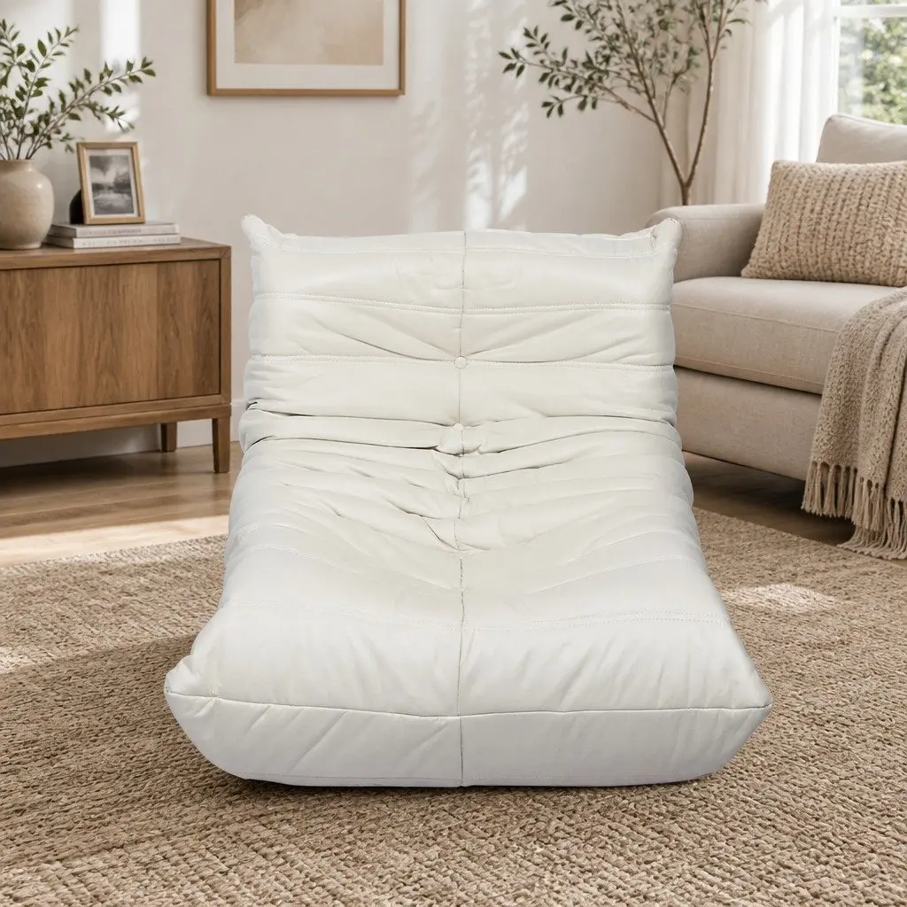 Floor Chair Caterpillar Sofa Beige Lounger Single Seat Foam Relaxer Living Room