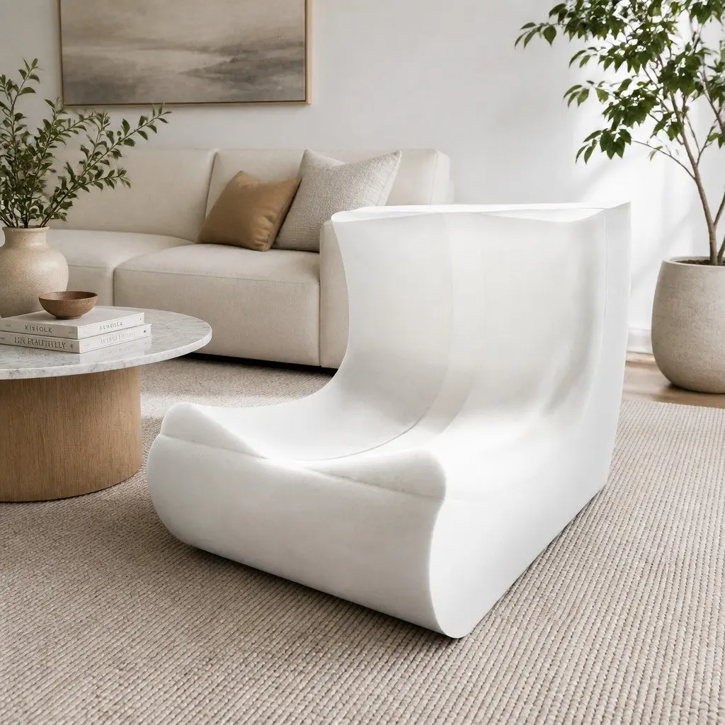 Floor Chair Caterpillar Sofa Beige Lounger Single Seat Foam Relaxer Living Room