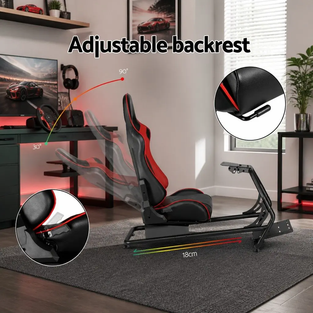 Racing Simulator Cockpit Gaming Chair Adjustable Backrest Steel Frame PVC Leather