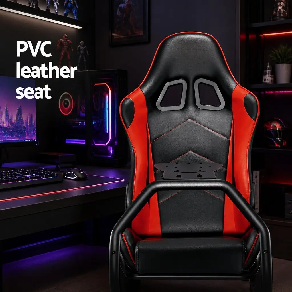 Racing Simulator Cockpit Gaming Chair Adjustable Backrest Steel Frame PVC Leather