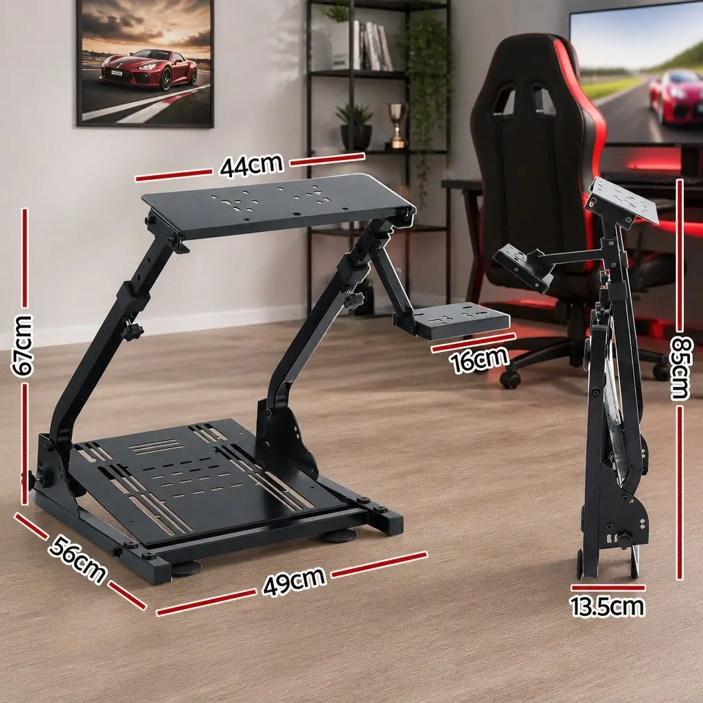 Racing Simulator Stand Foldable Adjustable Gaming Chair Black Carbon Steel