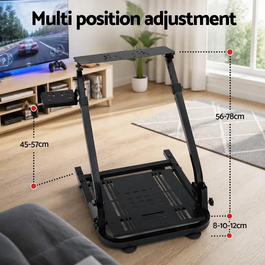 Racing Simulator Stand Foldable Adjustable Gaming Chair Black Carbon Steel