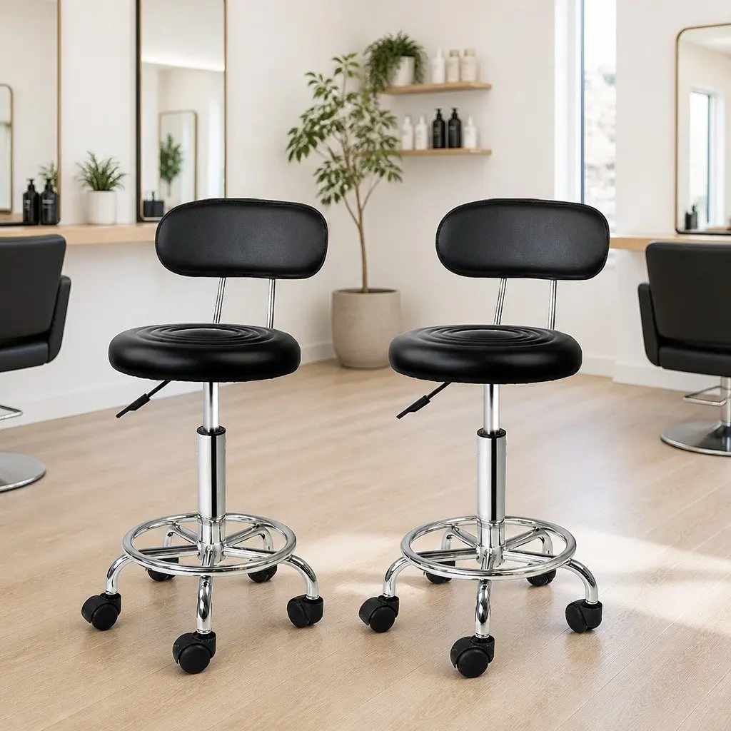 Adjustable Height Salon Stool Swivel Chair with Backrest