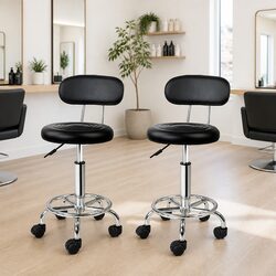 Adjustable Height Salon Stool Swivel Chair with Backrest