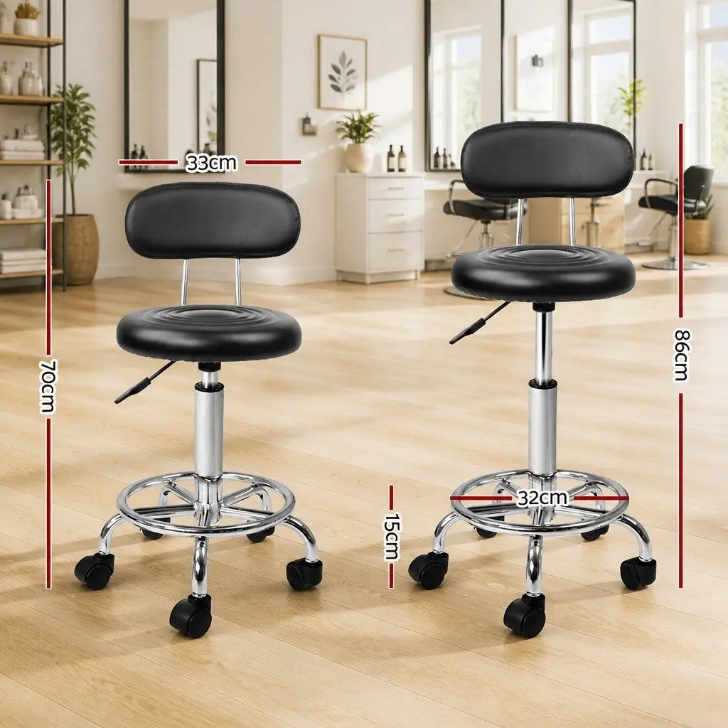 Adjustable Height Salon Stool Swivel Chair with Backrest