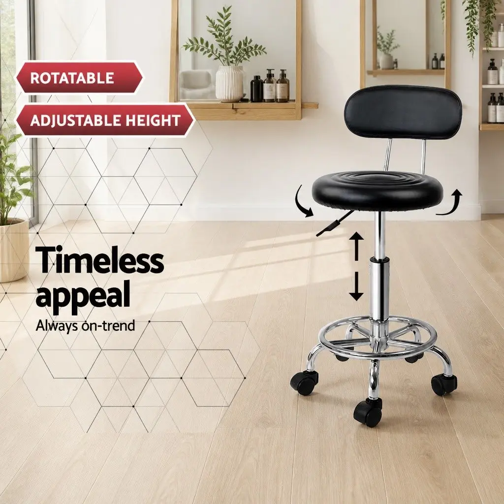 Adjustable Height Salon Stool Swivel Chair with Backrest