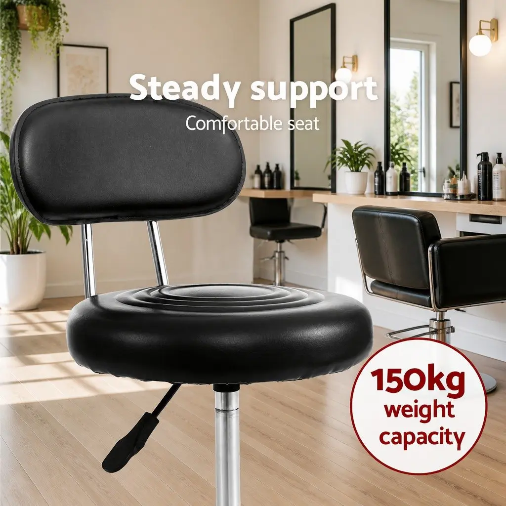 Adjustable Height Salon Stool Swivel Chair with Backrest