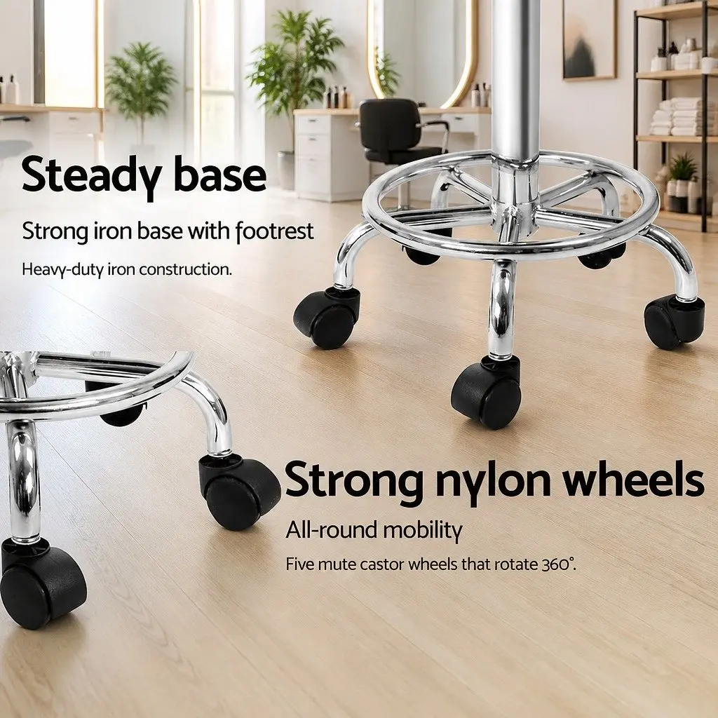 Adjustable Height Salon Stool Swivel Chair with Backrest