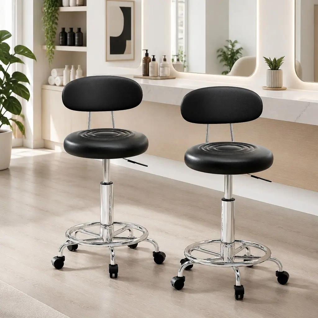 Adjustable Height Salon Stool Swivel Chair with Backrest