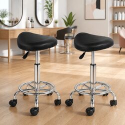 Comfortable Saddle Stool with 360° Swivel in Black