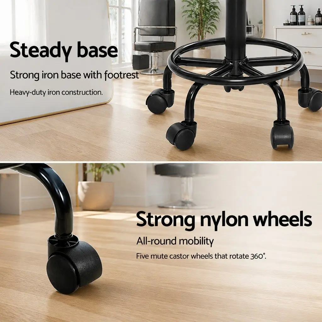 Black Adjustable Height Salon Stool with Saddle Seat
