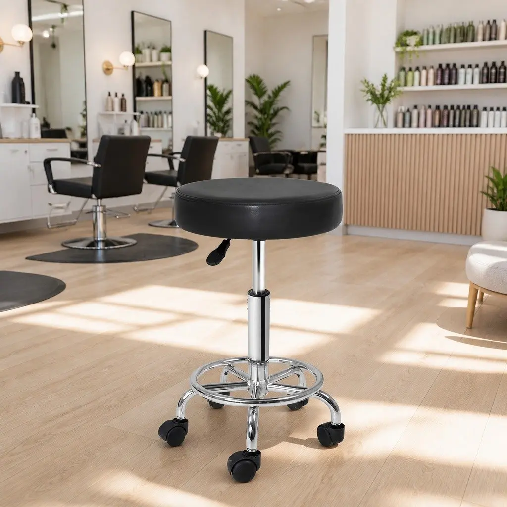 Black Round Swivel Stool with Adjustable Height