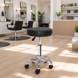 Black Round Swivel Stool with Adjustable Height