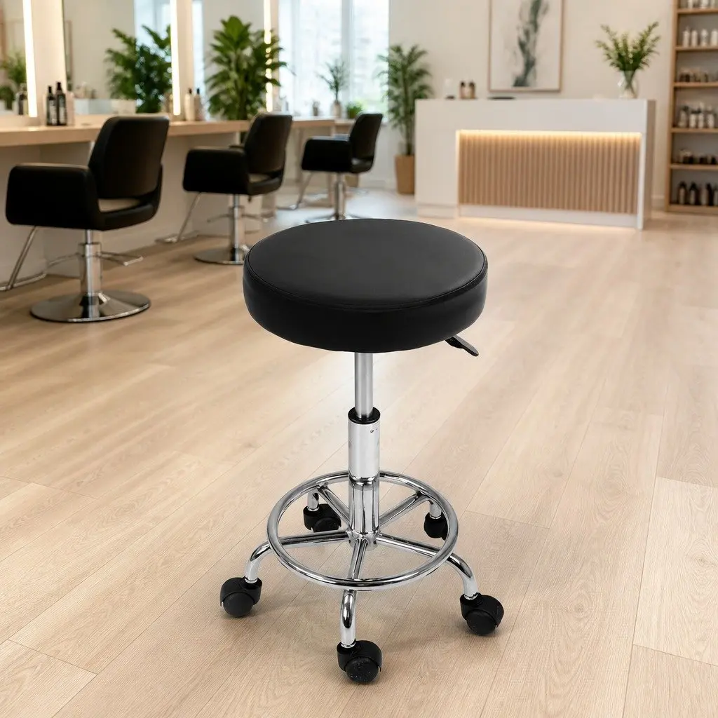 Black Round Swivel Stool with Adjustable Height