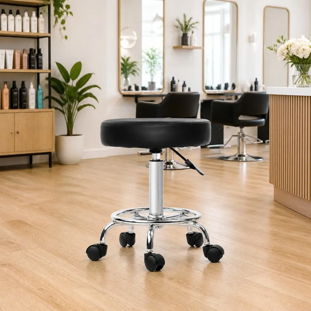 Black Round Swivel Stool with Adjustable Height