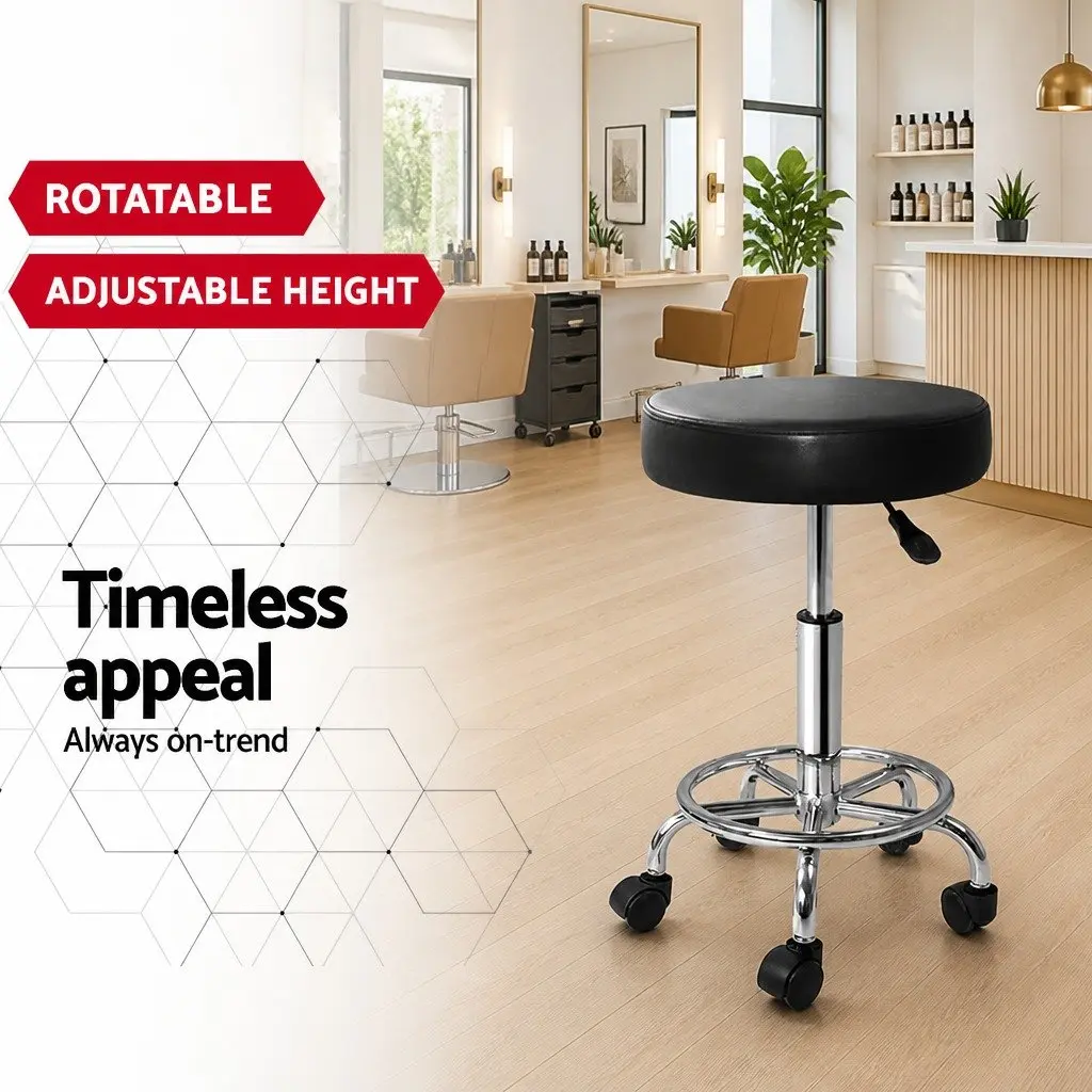 Black Round Swivel Stool with Adjustable Height