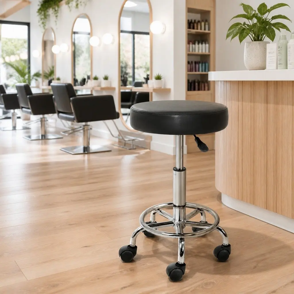 Black Round Swivel Stool with Adjustable Height