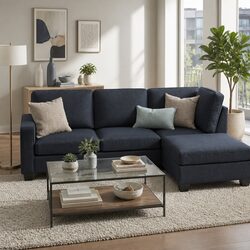 Dark Grey Modular Sofa Chaise Set for Four