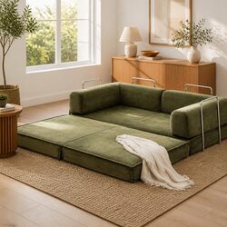 Green 2-Seater Sofa Bed for Cozy Living Spaces