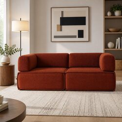 Cozy Orange Convertible Folding Sofa Bed 2-Seater