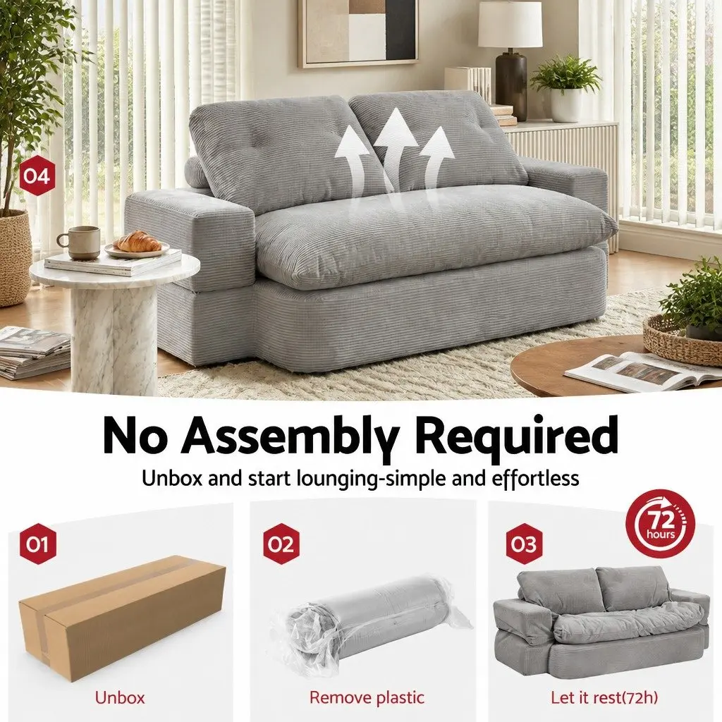 Convertible Folding Sofa Bed Corduroy 200cm x 120cm 30D High-Density Foam