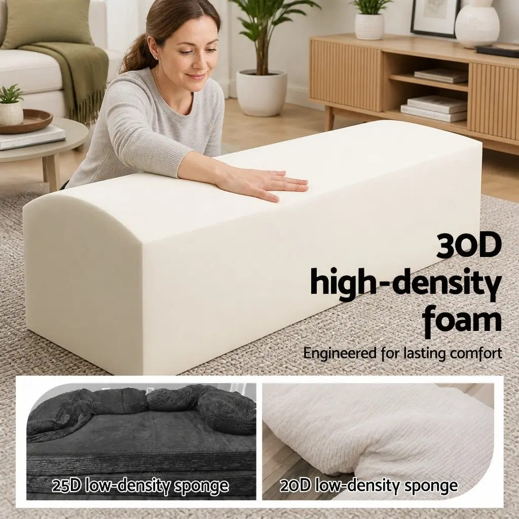 Convertible Folding Sofa Bed Corduroy 200cm x 120cm 30D High-Density Foam