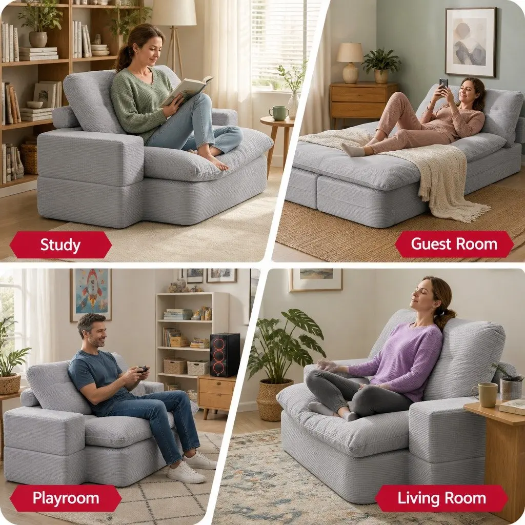 Convertible Folding Sofa Bed Corduroy 200cm x 120cm 30D High-Density Foam