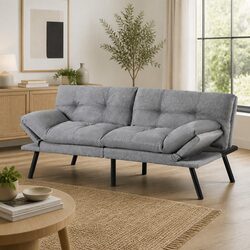 Grey Fabric 3 Seater Sofa Bed with Recliner Features
