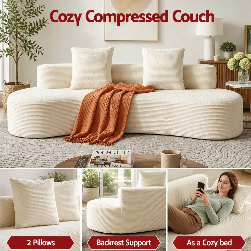 228cm Modular Sofa Bed Sectional Boneless Couch 4 Seater Living Room Furniture