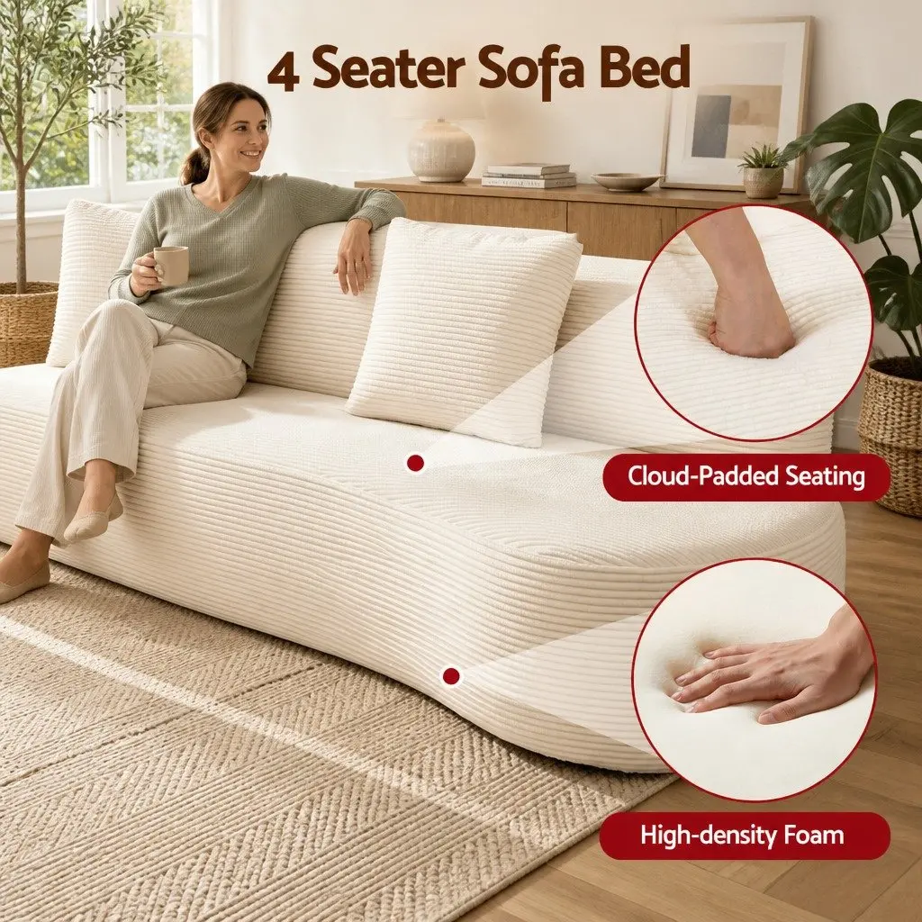 228cm Modular Sofa Bed Sectional Boneless Couch 4 Seater Living Room Furniture